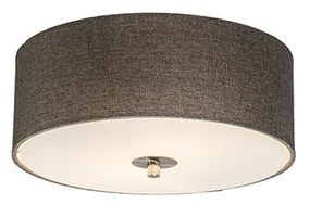 Rustykalna lampa sufitowa taupe 30 cm - Drum Jute Nowoczesny Oswietlenie wewnetrzne