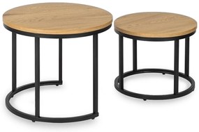 Zestaw Stolików Kawowych DELIA 43 cm/53 cm Dąb Złoty Nowoczesny Loft