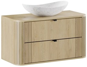 Szafka pod umywalkę OVALIA CREMONA 2S 100cm dąb cremona z umywalką nablatową LENA COMAD