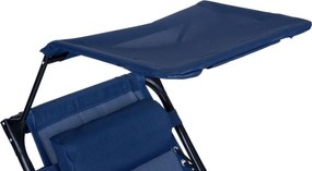 Składany leżak ogrodowy z regulowanym daszkiem Corfu 009, niebieski