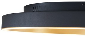 Designerska lampa sufitowa czarna ze złotem 60 cm z wbudowaną diodą LED z 3-stopniowym przełącznikiem - IngoDesignerski Oswietlenie wewnetrzne