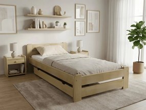 Łóżko Laura 90 x 200 cm, sosna Stelaż: Ze stelażem listwowym rolowanym elastycznym, Materac: Materac Deluxe 10 cm