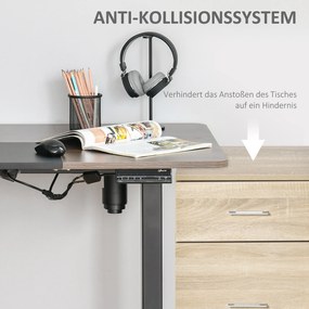 Vinsetto Biurko elektryczne biurko komputerowe z regulacją wysokości metal kolor naturalny czarny
