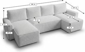 PROMOCJA Rozkładany narożnik w kształcie U SMART BOUCLE 303x143 cm, ciemny beżowy II. klasa jakości