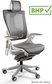 Fotel ergonomiczny Wau 2 biało - grafitowy, zgodny z normą BHP