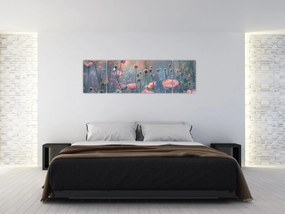 Obraz - Kwiaty w pastelowych kolorach (170x50 cm)