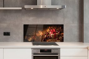 Panel szklany do Kuchni Bożonarodzeniowy Podarek na Drewnie