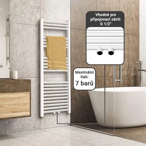 AQUAMARIN Grzejnik łazienkowy pionowy 140 x 60 cm, biały