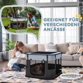 PawHut Przenośny kojec dla zwierząt, składany, z torbą do przechowywania, dla szczeniąt i kociąt, do użytku wewnątrz i na zewnątrz, Szary