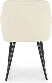 Zestaw 6 kremowych krzeseł welurowych na czarnej podstawie - Lorviano