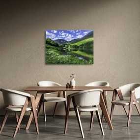 Obraz na szkle - Krajobraz z jeziorem (70x50 cm)