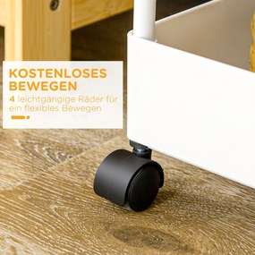 HOMCOM Wózek Kuchenny Niszowy z 4 Półkami 4 Hakami 4 Kółkami Biały 40x19x90cm | Aosom PL