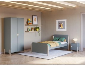 Szarozielona szafa dziecięca z litego drewna sosnowego 93x180x45 cm Enola – Marckeric
