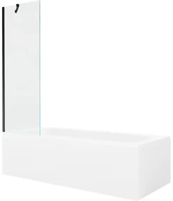 Mexen Vega wanna prostokątna 150 x 70 cm z obudową i parawanem 1-skrzydłowym 60 cm, transparent, czarny - 550115070X9506000070