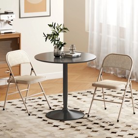 HOMCOM Zestaw 2 składanych krzeseł, przenośne krzesła biurowe, metalowe nogi, składane krzesło do biura, recepcji, poczekalni, wygląd lnu, beżowe | Aosom PL