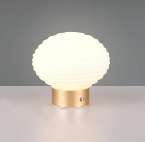 Lampa stołowa LED w biało-złotym kolorze ze ściemniaczem i szklanym kloszem (wys. 14,5 cm) Earl – Reality