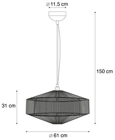 Japandi hanglamp bruin touw 61cm - SveaJapandi Oswietlenie wewnetrzne