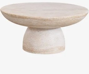 Okrągły Stolik Kawowy Ø70 Cm Z Cementu Zenadia Look Travertino - Sklum