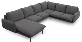 Ciemnoszara sofa w kształcie litery U Cosmopolitan Design Vienna, prawostronna