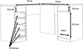 Białe biurko narożne z kontenerkami NET106 OFDB125-120