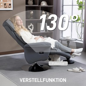 HOMCOM Fotel relaksacyjny, funkcja leżenia, wygląd skóry, podnóżek, do 120 kg, 78 x 80 x 109 cm, szary | Aosom PL