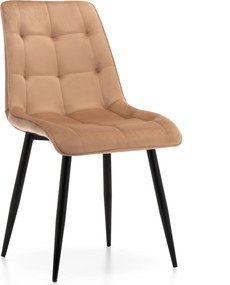 OUTLET! krzesło tapicerowane do jadalni CHIC VELVET pikowane beżowe welurowe nowoczesne