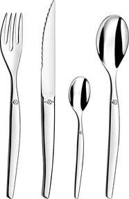 Zestaw sztućców Laguiole Jet 24 elementowy z jednoczęściowej stali nierdzewnej z ostrzem mikroząbkowanym