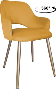 Krzesło Milano tkanina Welur noga metalowa : Kolor nogi - Złota stożek, Kolor tkaniny - VELVET - MG15, Typ siedziska - Siedzisko obrotowe 360°