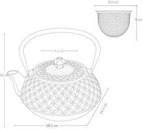 Czajnik żeliwny z zaparzaczem SABI, 1000 ml