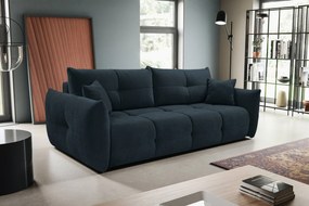 Masseno Sofa MODA z funkcją spania i pojemnikiem na pościel, Rozkładana sofa - Granatowy, WIND 77