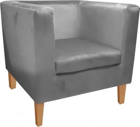 Fotel Monaco tkanina Welur : Kolor nogi - Drewno, Kolor tkaniny - VELVET - MG17, Wysokość nogi - 20 cm