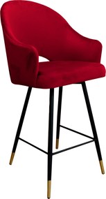 Hoker Velvet krzesło barowe tkanina Welur podstawa metalowa : Kolor nogi - Czano-złota stożek, Kolor tkaniny - VELVET - MG31, Typ siedziska - Siedzisko stałe