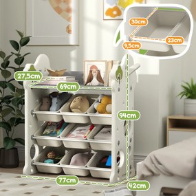 AIYAPLAY Regał dziecięcy na zabawki i książki z 9 pojemnikami, do pokoju dziecięcego, przedszkola, plastikowy, kolor kremowy