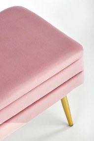 Velvetowa ławka z pojemnikiem Velva na złotych nogach