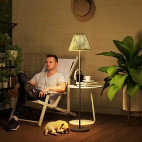 Outsunny Lampa solarna na stojaku Rattan z czujnikiem światła 25 LED Ø33 x 135 cm