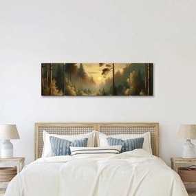 Obraz - Słońce świecące przez las (170x50 cm)