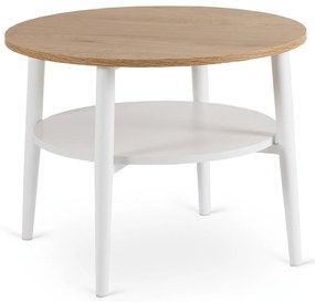 Stolik Kawowy Okrągły PAULO 60 cm Dąb/Biały Skandynawski