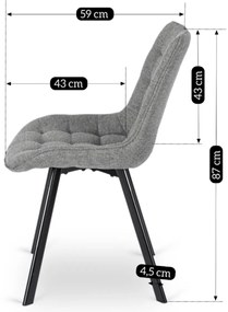 Krzesło Tapicerowane do Salonu RICK 2 Szare Nowoczesne Loft