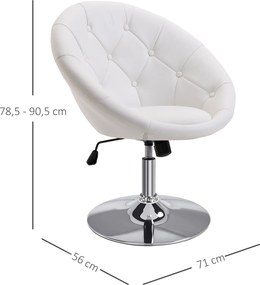 Homcom Krzesło Fotel Obrotowy Z Regulacją Wysokości Biały