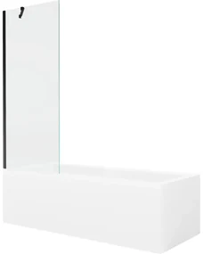 Mexen Cubik wanna prostokątna 150 x 70 cm z obudową i parawanem 1-skrzydłowym 70 cm, transparent, czarny - 550315070X9507000070