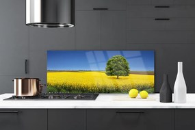 Panel Szklany do Kuchni Samotne Drzewo w Polu
