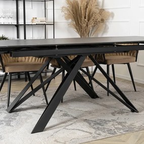 Stół Rozkładany Prostokątny MAXIME 160-240 cm Ceramiczny Czarny Marmur do Jadalni Loft