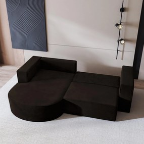 Masseno Narożnik SORELA z funkcją spania i pojemnikiem na pościel Narozniki L, Rozkładana sofa - Brązowy, MONOLITH 29