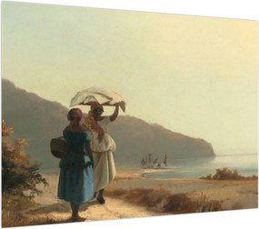 Obraz na szkle - Camille Pissarro, Two Women Chatting by the Sea, St. Thomas, reprodukcje (70x50 cm)
