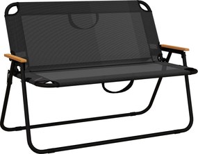 Outsunny Ławka Ogrodowa, Składane Krzesło Kempingowe na 2 Osoby Do 220 kg Czarny, Siatka, 108 x 65 x 73 cm