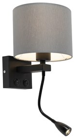 Nowoczesna lampa ścienna czarna z szarym kloszem - Brescia Nowoczesny Oswietlenie wewnetrzne