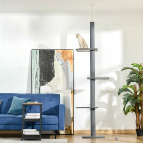 PawHut drapak dla kota, drapak, drzewo do wspinaczki, z regulacją wysokości, drzewo do zabawy, jasnobrązowy