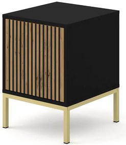 Czarny kontenerek z lamelowym frontem dąb artisan K5-W46