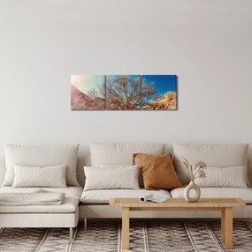 Obraz drzewa na pustyni (z zegarem) (90x30 cm)