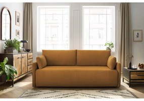 Musztardowa sztruksowa rozkładana sofa 211 cm Marcel – Bobochic Paris